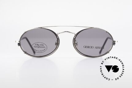 Giorgio Armani 240 Clip On Vintage Designer Frame, metal frame with pratical sunclip (100% UV protection), Made for Men and Women