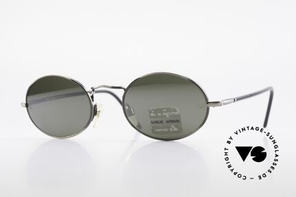 Giorgio Armani 650 Oval 90s Sunglasses Mirrored, silver-mirrored Giorgio Armani 90's designer sunglasses, Made for Men and Women