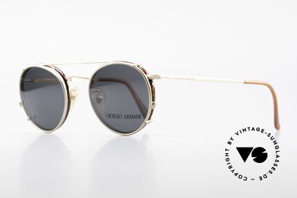 Giorgio Armani 118 Panto Frame With Sun Clip, a timeless 1980's model in tangible premium quality, Made for Men and Women
