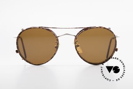 Giorgio Armani 112 Clip On Panto Frame 80's, silver-tortoise metal frame & sun clip in "chestnut", Made for Men and Women
