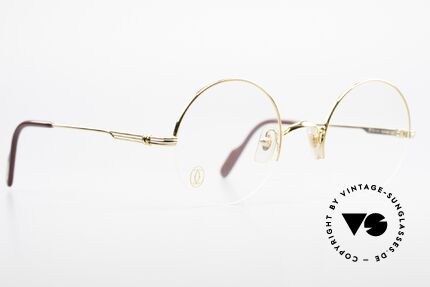 Cartier Mayfair - M Luxury Round Eyeglasses, 22ct gold-plated flexible frame; semi-rimless, Made for Men and Women