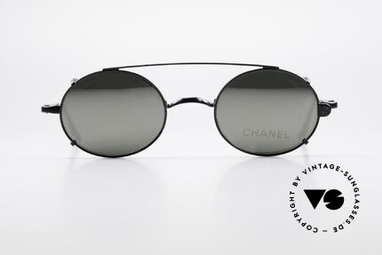 Chanel 2037 Luxury Glasses With Clip On, oval vintage frame with practical clip-on; black finish, Made for Men and Women