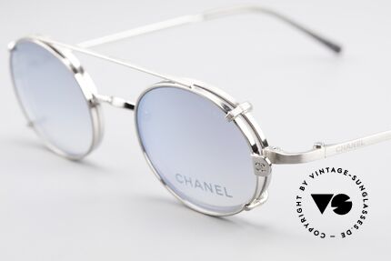 Chanel 2037 Oval Luxury Glasses Clip On, blue sun lenses are light mirrored; 100% UV protection, Made for Men and Women