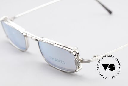 Chanel 2038 Square Luxury Glasses Clip On, blue sun lenses are light mirrored; 100% UV protection, Made for Men and Women