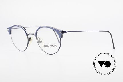 Giorgio Armani 377 90's Panto Style Eyeglasses, very interesting frame finish in deep-blue metallic, Made for Men and Women