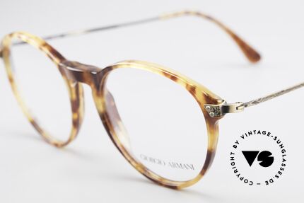 Giorgio Armani 329 Small 90's Panto Eyeglasses, amber / tortoise front & costly formed brass temples, Made for Men