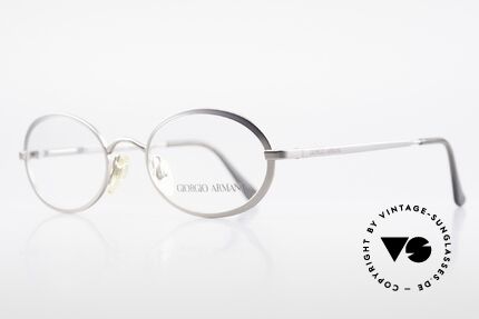 Giorgio Armani 277 90's Vintage Eyeglasses Oval, silver-gray frame finish and flexible spring hinges, Made for Men and Women