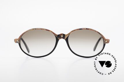 Cazal 328 Oval Vintage Sunglasses 90's, discreet colored (black / brown-marble / gold), Made for Women