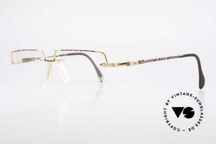 Cazal 742 Vintage Cazal Frame Rimless, great finish: gold / gray-ruby colored patterned, Made for Men