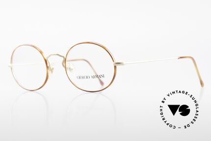 Giorgio Armani 247 90's Oval Eyeglasses No Retro, frame with subtle engravings & light tortoise rings, Made for Men and Women