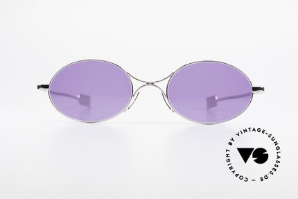 Jean Paul Gaultier 55-0173 Oval Designer Sunglasses, very creative metal frame; chrome-plated silver, Made for Men and Women