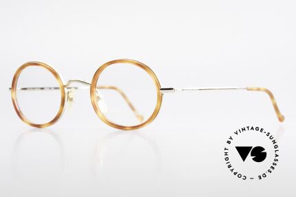 Giorgio Armani 139 Oval Vintage Eyeglasses 90's, GOLD-PLATED frame with light tortoise plastic rings, Made for Men and Women