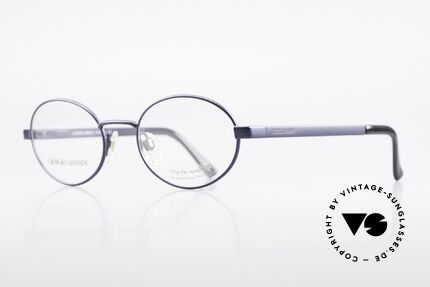 Giorgio Armani 257 90's Oval Vintage Eyeglasses, deep-blue frame finish and flexible spring hinges, Made for Men and Women