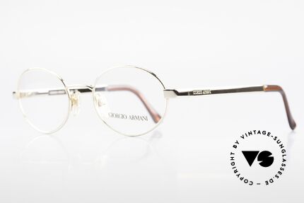 Giorgio Armani 257 Designer Vintage Frame Oval, GOLD-PLATED frame with flexible spring hinges, Made for Men and Women