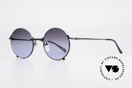 Jean Paul Gaultier 55-7162 Round Vintage Sunglasses, noble sun lenses (gray-blue gradient), unique!, Made for Men and Women