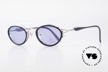 Yohji Yamamoto 51-7210 Clip-On 90's No Retro Shades, fantastic frame finish (deep-blue and silver-chrome), Made for Men and Women