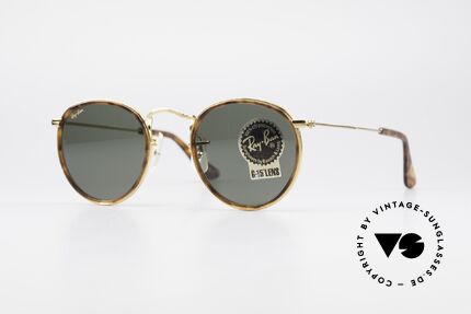 Ray Ban Round Metal 47 Small Round Shades Havana, small round 1980's Ray-Ban B&L vintage sunglasses, Made for Men and Women