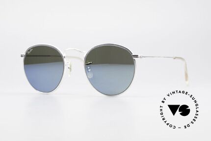 Ray Ban Round Metal 47 Blue Mirrored B&L USA Shades, small round 1980's Ray-Ban B&L vintage sunglasses, Made for Men and Women