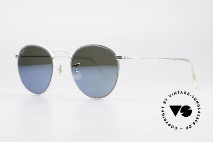 Ray Ban Round Metal 47 Blue Mirrored B&L USA Shades, blue MIRRORED mineral lenses (100% UV protection), Made for Men and Women