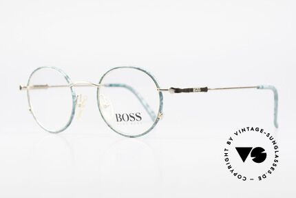 BOSS 5148 Round Panto Eyeglass Frame, dressy color combination: green marbled / GOLD, Made for Men and Women