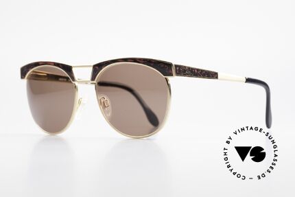 Cazal 741 Panto Style 90's Sunglasses, costly "root-wood marbled" appliqué on front & temples, Made for Men and Women