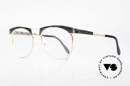 Cazal 741 Panto Style 90's Eyeglasses, bicolor marble imitation (appliqué) on front & temples, Made for Men