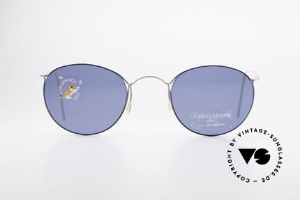 Giorgio Armani 3006 Wire Sunglasses Panto Style, small, plain, puristic 'wire glasses' with Panto design, Made for Men