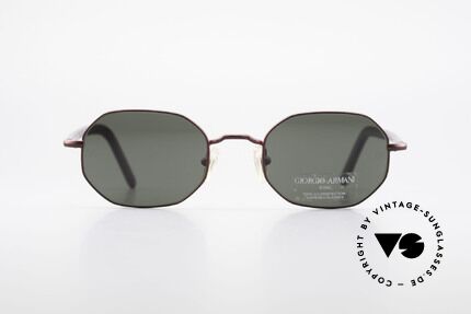 Giorgio Armani 664 Octagonal Vintage Sunglasses, octagonal metal frame, TOP quality, ruby-colored, Made for Men and Women