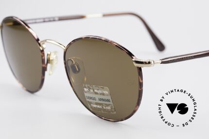 Giorgio Armani 627 Vintage Panto Sunglasses, high-end mineral lenses (100% UV) with GA engraving, Made for Men and Women