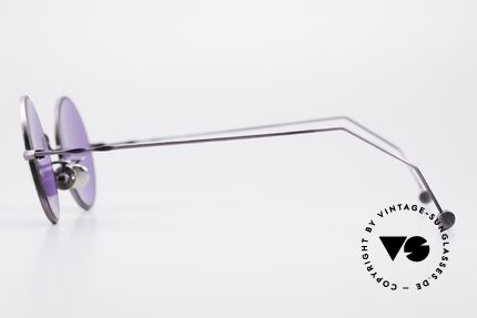 Cutler And Gross 0408 90's Round Vintage Sunglasses, very interesting frame finish in anthracite and purple, Made for Men and Women