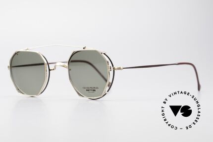 Oliver Peoples OP80BG 90's Vintage Frame Clip On, round mod. OP80BG with burgundy/antique gold finish, Made for Men and Women