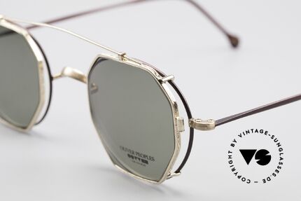 Oliver Peoples OP80BG 90's Vintage Frame Clip On, with square Clip-On of O.Peoples model OP-14 in gold, Made for Men and Women