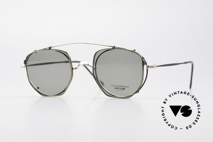 Oliver Peoples OP80BC Round Frame Square Clip On, vintage Oliver Peoples sunglasses from the early 90's, Made for Men and Women