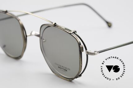 Oliver Peoples OP80BC Round Frame Square Clip On, with square Clip-On of O.Peoples mod. OP-17 in brass, Made for Men and Women