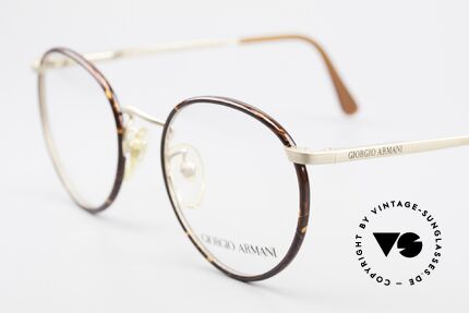 Giorgio Armani 145 Vintage 80's Panto Glasses, elegant color combination of chestnut brown & gold, Made for Men