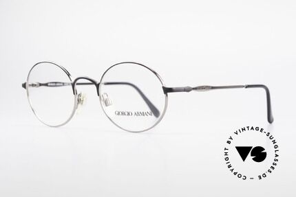 Giorgio Armani 243 Round Oval Glasses 90s Small, sober, timeless style with black and silver finish, Made for Men and Women