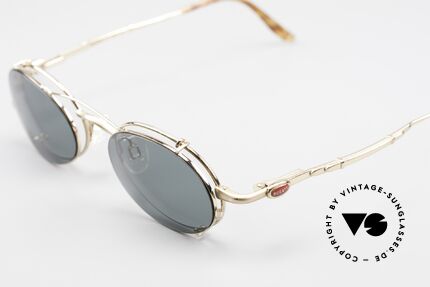 Bugatti 29710 Vintage Glasses with Sun Clip, temples are shaped like a leaf spring + red logo, Made for Men