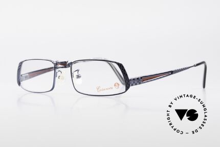 Casanova LC70 Old Vintage Designer Frame, DARK BLUE metallic finish with ruby colored inlays, Made for Men and Women