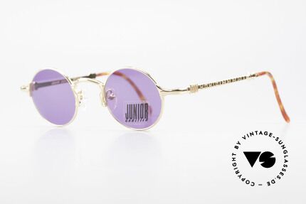 Jean Paul Gaultier 57-4175 Round Vintage Glasses 22KGP, 22kt GOLD-PLATED and fancy purple-colored sun lenses, Made for Men and Women