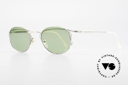 Matsuda 2856 Antique Pantina Vintage Frame, the green sun lenses are semi-rimless mounted, Made for Men and Women