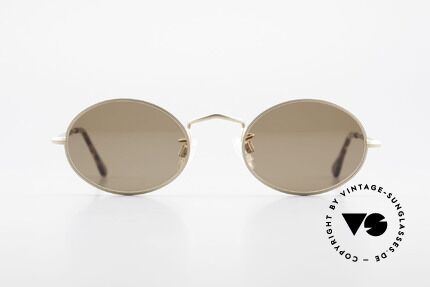 Giorgio Armani 128 Oval Sunglasses 90's Vintage, fully dulled gold metal frame with chestnut temples, Made for Men and Women