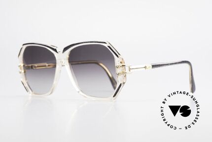 Cazal 169 90's Vintage Ladies Sunglasses, crystal clear frame with anthracite rims; MEDIUM, Made for Women