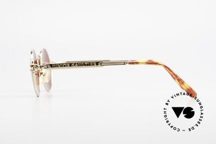 Jean Paul Gaultier 57-3175 Gold Plated Round Sunglasses, fancy frame details, J.P.G. Junior Gaultier Collection, Made for Men and Women