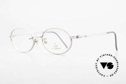 Yohji Yamamoto 51-5107 Titanium Designer Frame Oval, clear DEMO lenses are fixed with only one screw, Made for Men and Women
