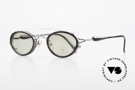 Yohji Yamamoto 51-7210 No Retro Shades Clip-On 90's, fantastic frame finish (gunmetal) with black temples, Made for Men and Women