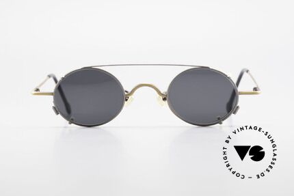 L.A. Eyeworks LINK 143 Oval Eyeglasses With Sun Clip, with attention to details (every frame has a year of birth), Made for Men and Women