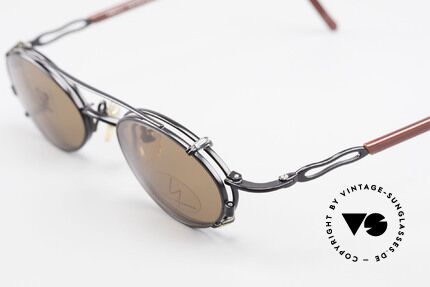 Yohji Yamamoto 51-8201 Oval Vintage Glasses Clip On, demo lenses can be replaced optionally, + SUN CLIP, Made for Men and Women