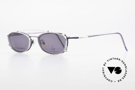 Yohji Yamamoto 51-0013 Clip On Titanium Frame Blue, dark-blue TITANIUM frame with SUN CLIP in silver, Made for Men and Women