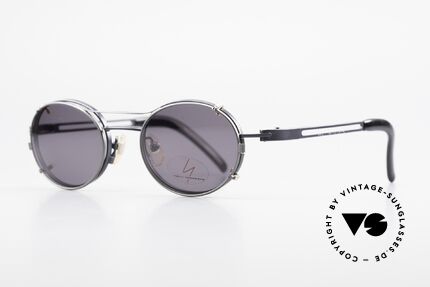 Yohji Yamamoto 51-6106 Oval Clip On Frame Blue Metal, frame = dark-blue metallic; Clip-On = titanium/gray, Made for Men and Women