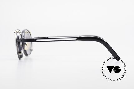 Yohji Yamamoto 51-6106 Oval Clip On Frame Blue Metal, original YY demo lenses can be replaced optionally, Made for Men and Women